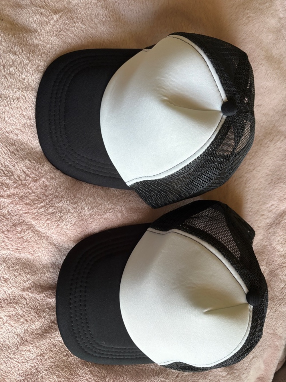 Black and White Mesh Trucker Cap - Set of 2